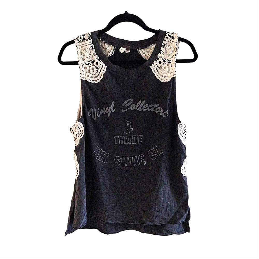We The Free Graphic Crochet Lace Tank Sz M